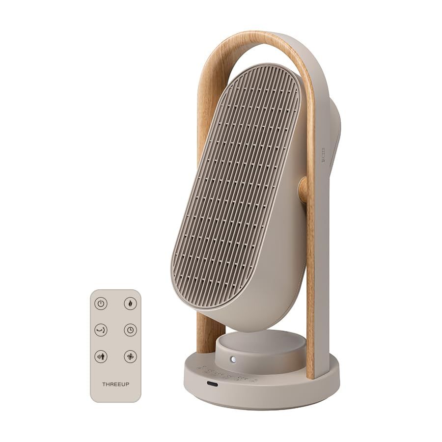 スリーアップ セラミックヒーター 上下左右自動首振り 節電センサー スイング 1200W 送風機能 WOOD STYLE リモコン付 グレージュ CH-AZ0616GGe 001b894a