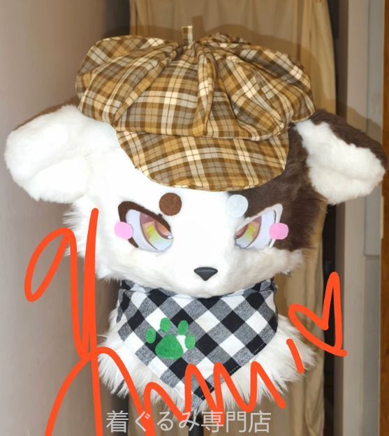 犬 猫 着ぐるみ ヘッド全頭 ヘッド ケモノ ファースーツ ぬいぐるみ コスプレ コスチューム Kurumi 一点物 C142