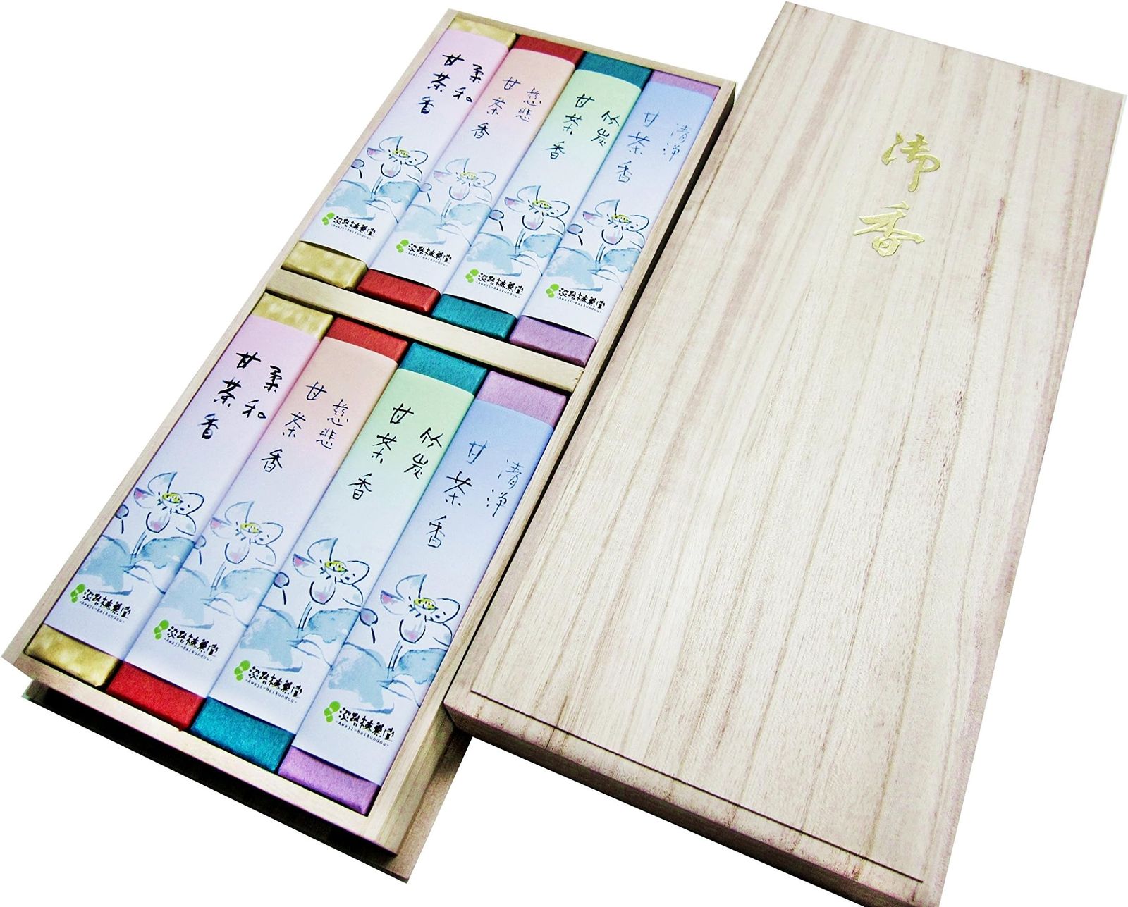 Awaji BaikundoのIncense Sticksギフト お供え物 仏様のご馳走 甘茶香 【弐】 桐箱入り 御Incense贈答用 ご仏前 ご進物用In