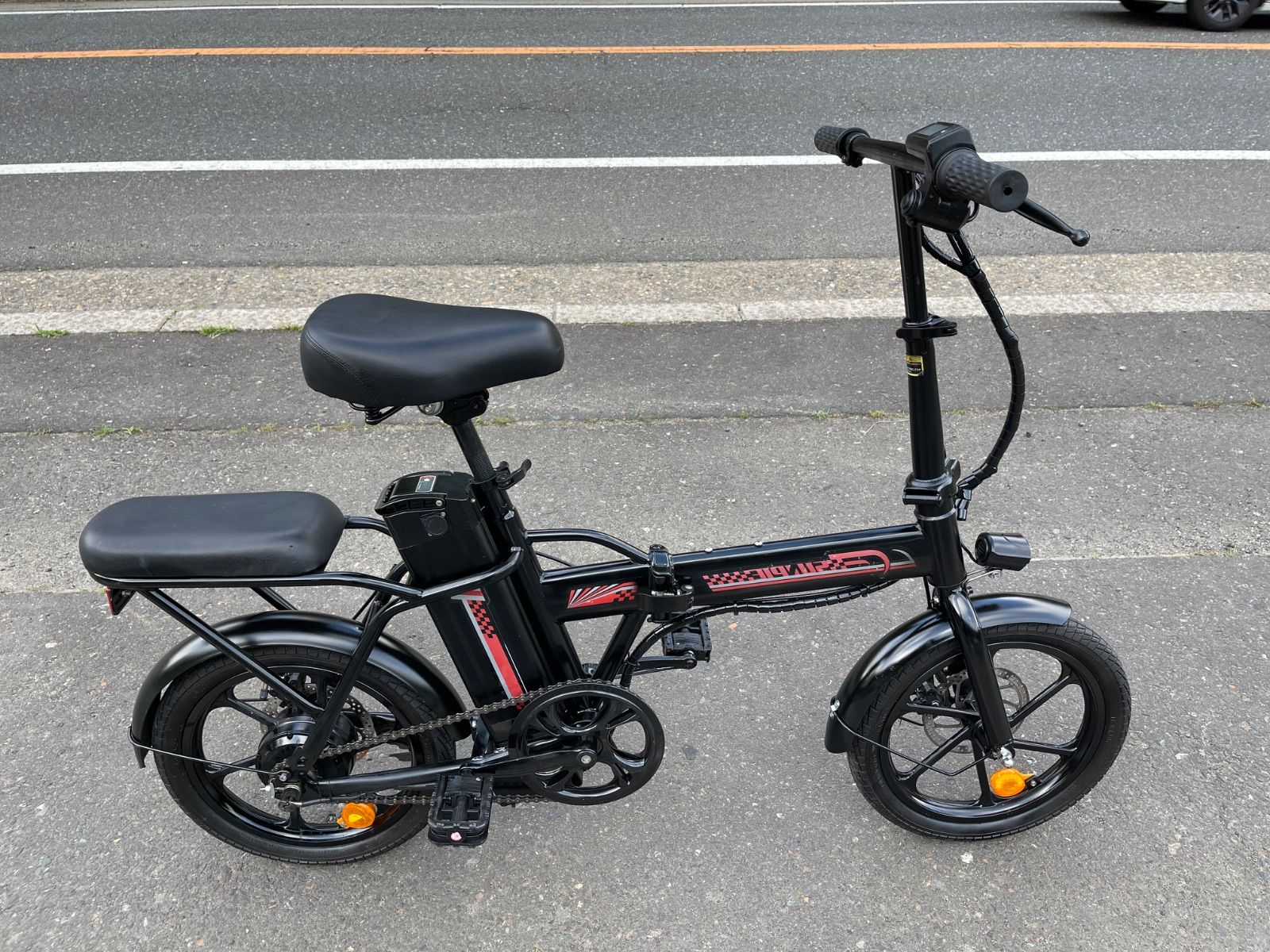0371【動作確認済】送料無料 SUNPIE ディスク式 合法・適法 折り畳み電動アシスト自転車 最高速度23km/h以内 36V 7.5Ah 16インチ