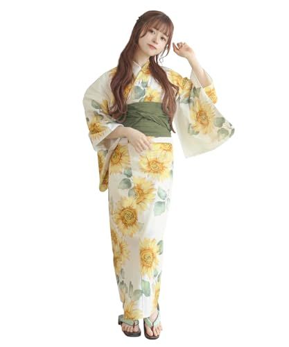 [KYOETSU] [キョウエツ] 浴衣セット 変わり織 生成り 2点セット(浴衣、兵児帯) レディース At 29ba4f14