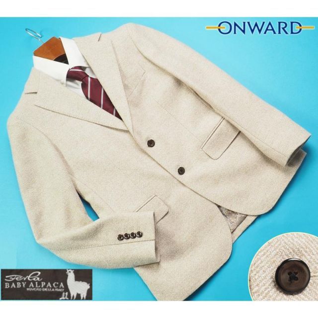 新品16.5万円 オンワード樫山 Selflex 日本製 秋冬『FERLA フェルラ BABY ALPACA』キャメル100％ ジャケット Y90(A5程度)ベージュ 833193