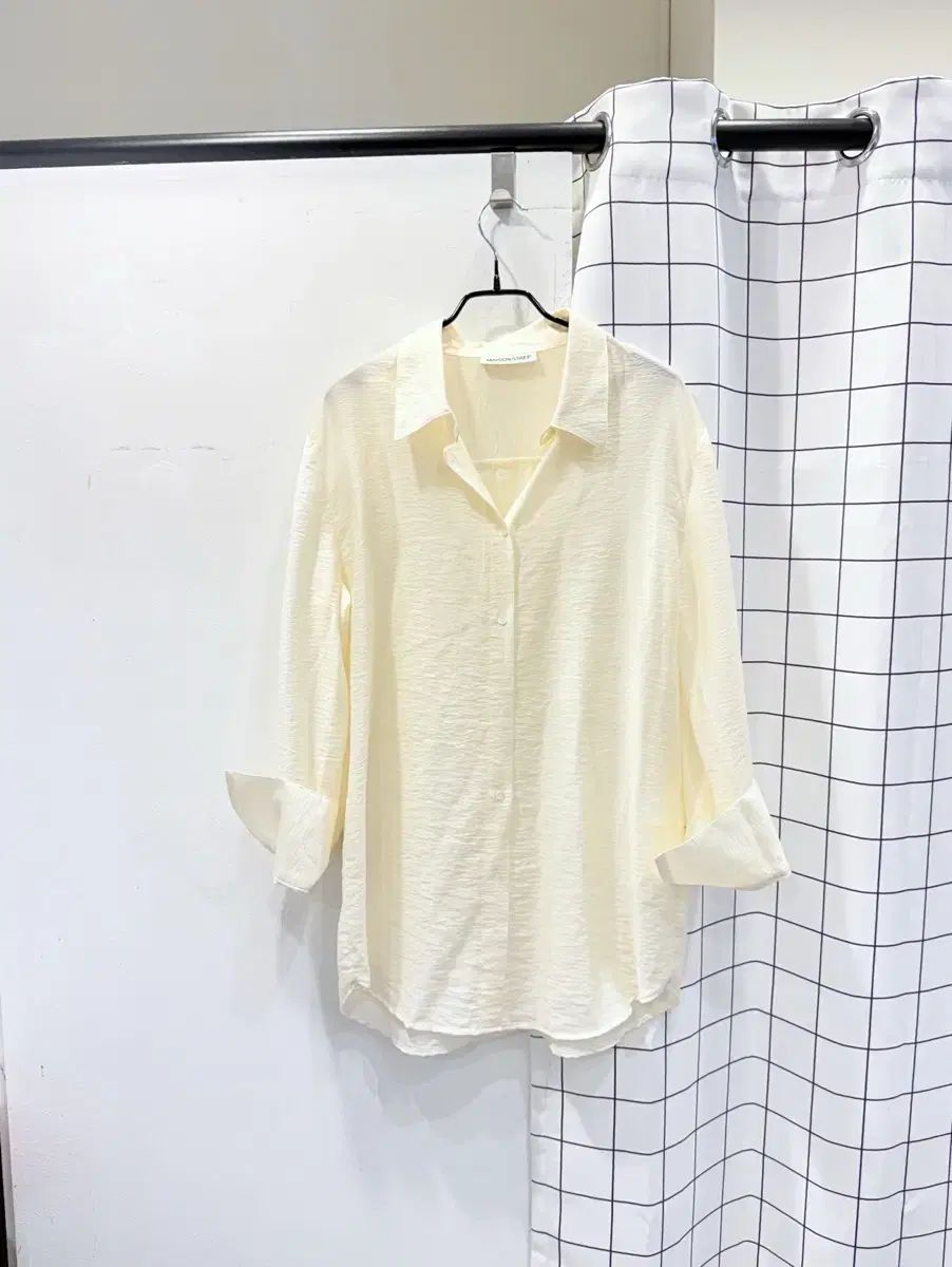 メゾンステップ リンクルシャカシャカ素材 シャツブラウス オーバーサイズ