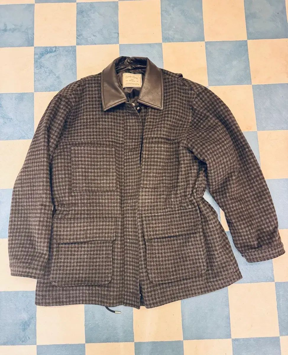 ディパウンド ウール CHECK ダウン ジャケット チャコール