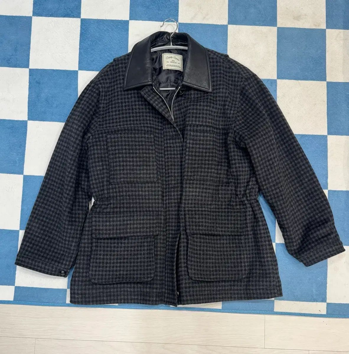 ディパウンド ウール CHECK ダウン ジャケット チャコール