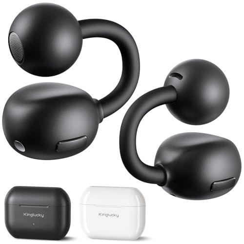 「快適至上」Kinglucky イヤーカフ イヤホン オープンイヤー Bluetooth6.0 超軽量4.2g 長時間でも快適 最大50時間再生 耳を塞がない ながら聴きに最適 ENC通話 IPX6防水 物理ボタン マイク付き クッリプ式 ワ 7f45bedd
