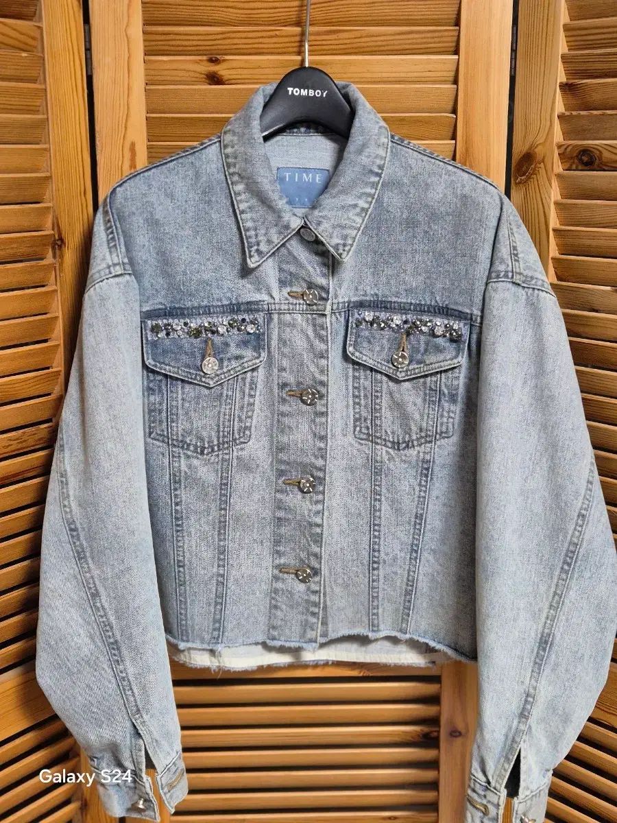 タイム 21ss クリスタル クロップド デニム ジャケット