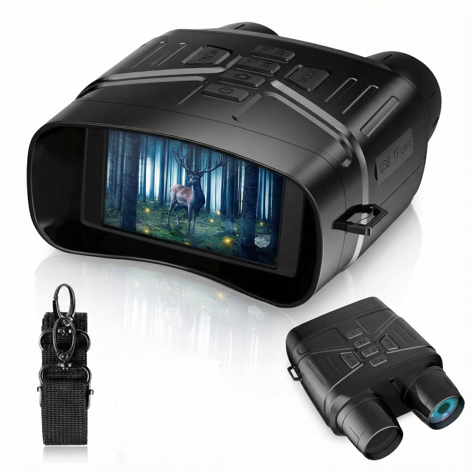 暗視スコープ 双眼鏡 暗視カメラ 4K ナイトビジョン 7レベル赤外線ズーム 生活防水 撮影 録画 昼夜兼用 夜間監視 狩猟 野生生物観察 32GBカード付き 充電式 3600万画素 5倍ズーム 3インチ大画面