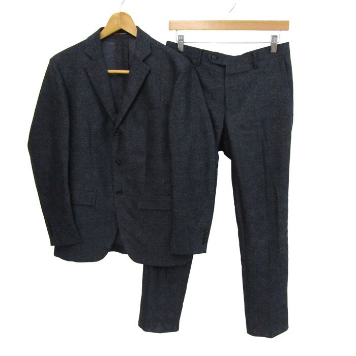 オリヒカ スーツ セットアップ 上下セット ジャケット パンツ チェック柄 メンズ M/76サイズ ネイビー ORIHICA 【中古】