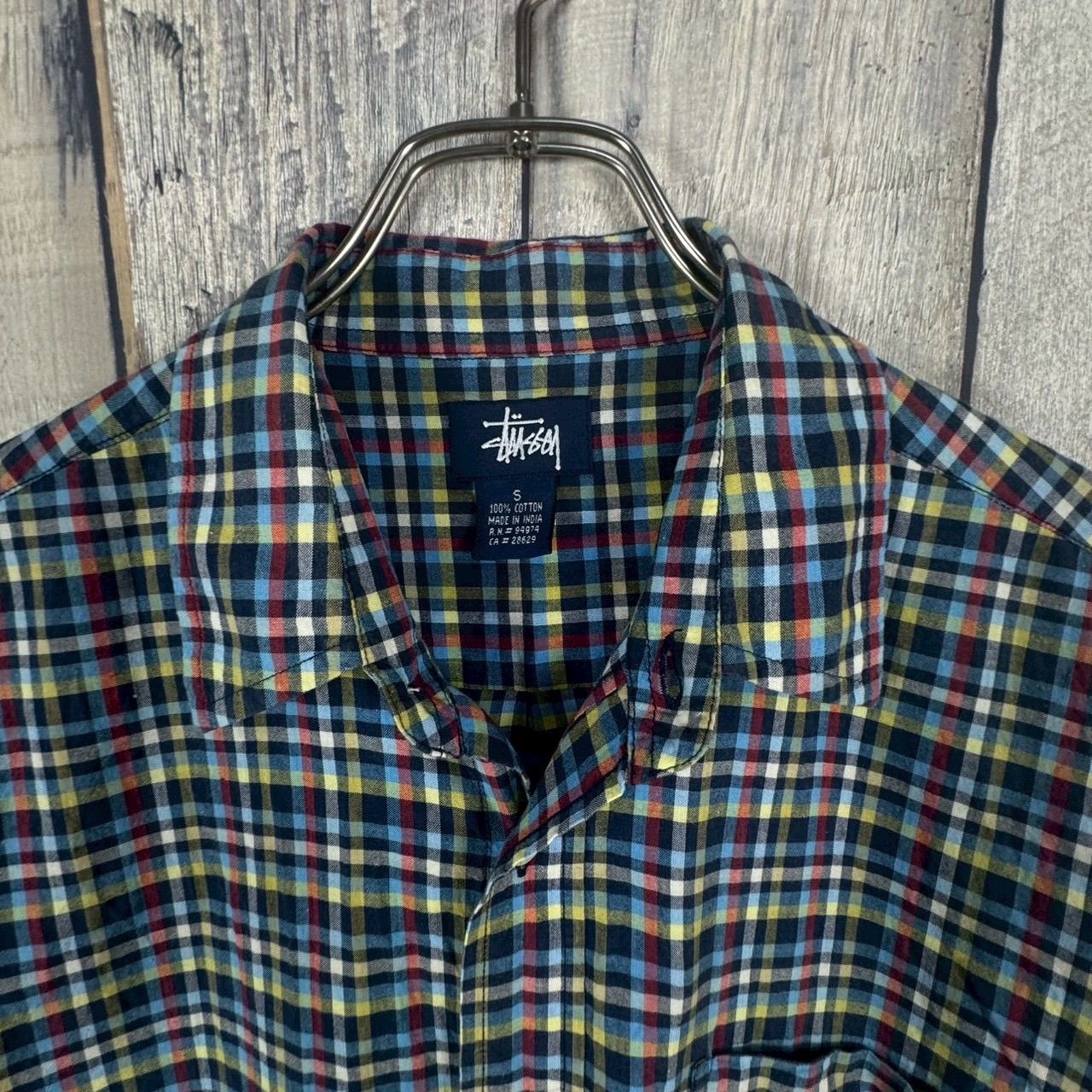 OLD stussy STUSSY 90s 紺タグ ステューシー 半袖 コットン チェック
