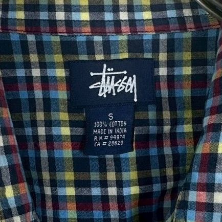 OLD stussy STUSSY 90s 紺タグ ステューシー 半袖 コットン チェック