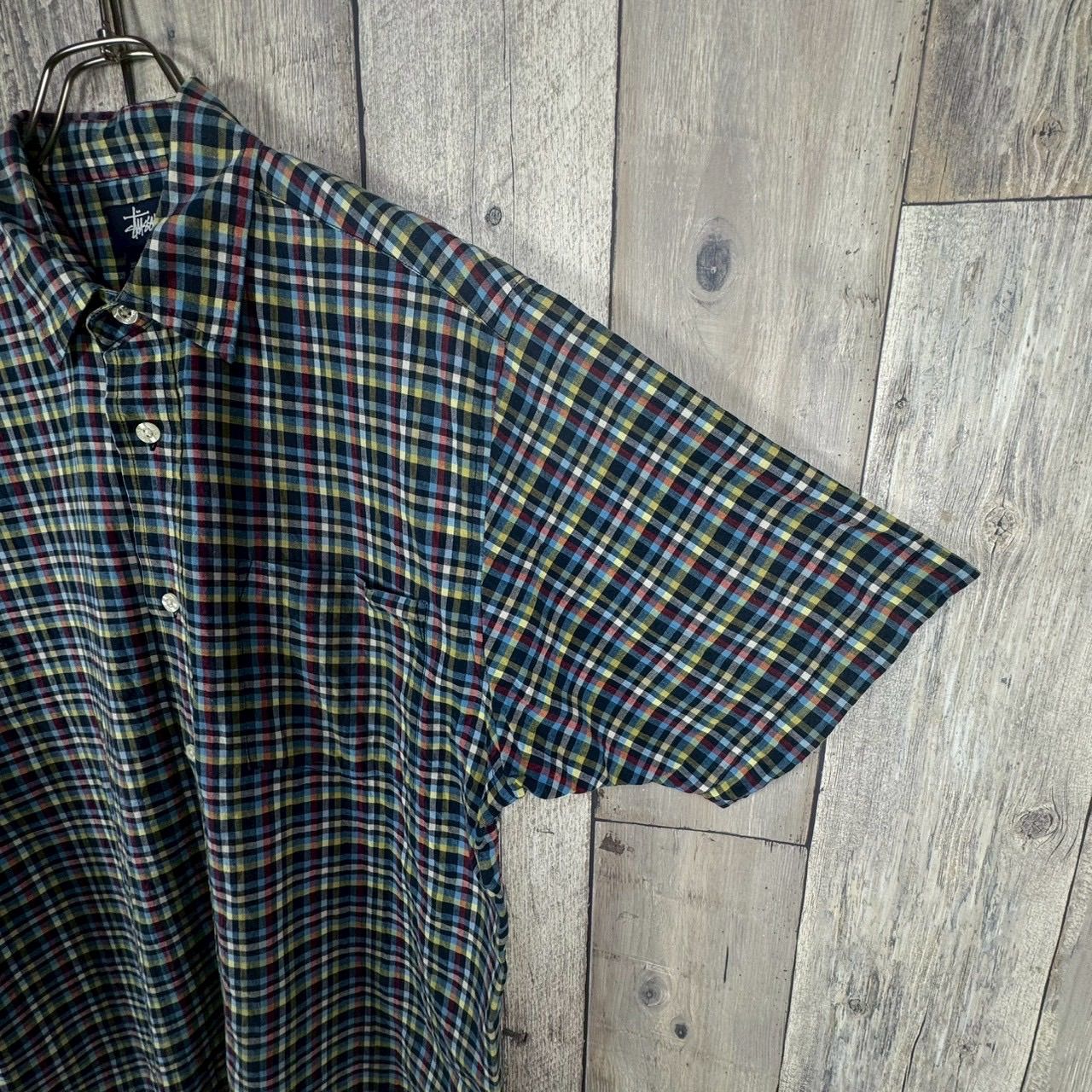 OLD stussy STUSSY 90s 紺タグ ステューシー 半袖 コットン チェック