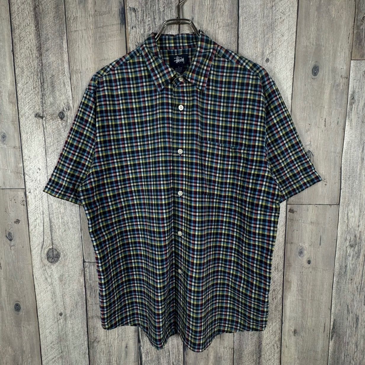 OLD stussy STUSSY 90s 紺タグ ステューシー 半袖 コットン チェック