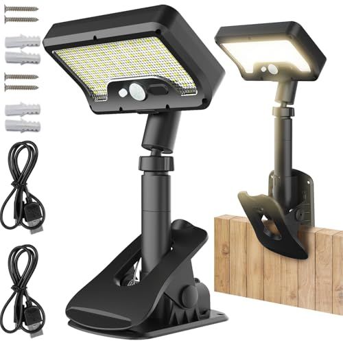 センサーライト 屋外 ソーラーライト 2個セット 92LED IP65防水 ソーラー 人感 超高輝度 USB充電可 クリップ式 2WAY設置 垂直と水平 人感センサー 大容量 自動点灯消灯 ガーデンライト フェンス 柵 キャンプ用 芝生 公園 7add303a