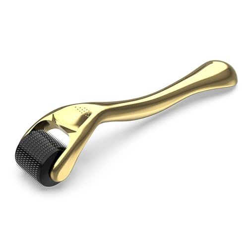 ダーマローラー 0.75mm マイクロニードルローラー 美顔ローラー フェイスローラー 美肌 頭皮 シミ 薄毛 毛穴ケア フェイスケア スキンケア 男女兼用 (ゴールド)as d4b3890d