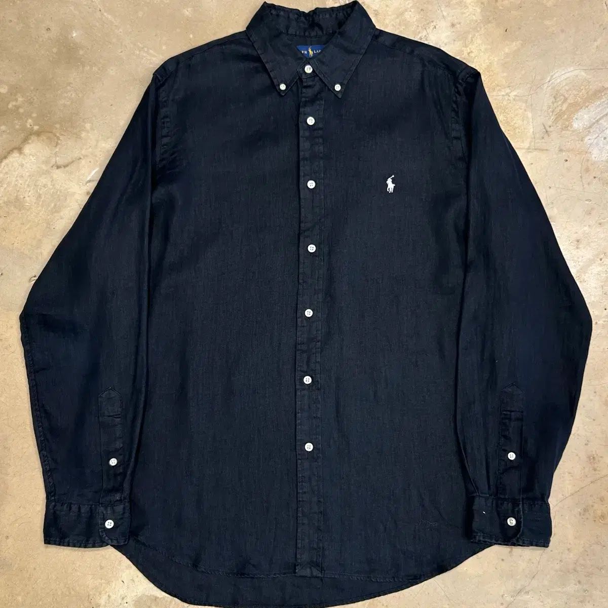 ポロラルフローレン クラシックフィット Black リネン シャツ L