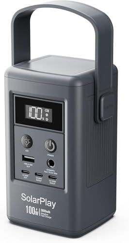 SolarPlay Q100 100W ポータブル電源 96.2Wh 小型 軽量 0.78kg リン酸鉄リチウム DC入力 USB-C/USB-A出力 BMS機能搭載 アウトドア 車中泊 キャンプ 防災 台風対策 家庭用 緊急用 停電対策 L 51fedb61
