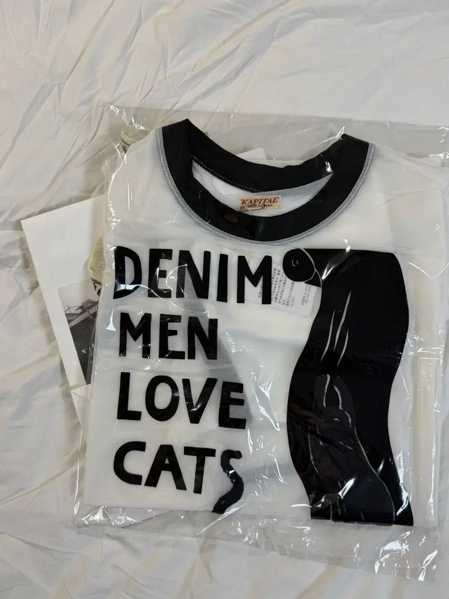 KAPITAL キャピタル 20 シア天竺 リンガーTシャツ デニム マン LOVE CAT ラブキャット スクラッチ 白 3サイズ
