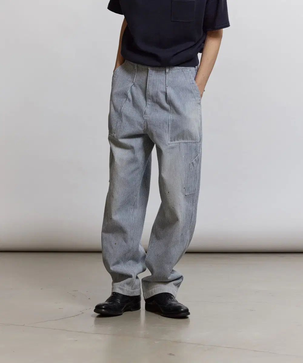 4 ビヘビー ヒッコリース used hemmed mil pants