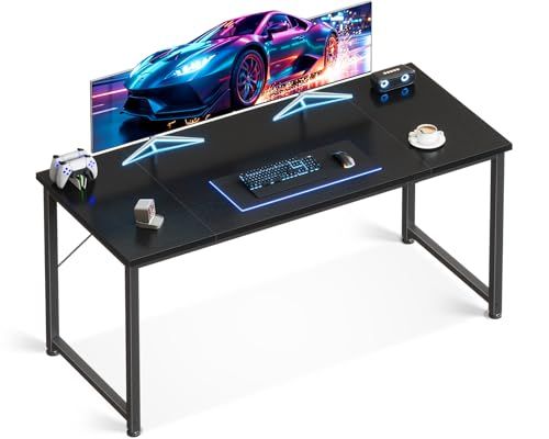 ODK デスク ゲーミングデスク 机 pcデスク 幅140cm パソコンデスク ?子 ゲームデスク computer desk ??? オフィスデスク 学習机 シンプル コンパクト フック付き 在宅ワーク おしゃれ 組立簡単 ブラックY bd16c81c