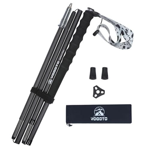 【新品】YOGOTO ランニングポール カーボン製 超軽量 4段折りたたみ式 トレイルランニングポール ハイキング 山岳レース 登山 コンパクト収納 黒 約115g 全長121cm 1本 2本 収納袋付き（日本語説明書付） 6b00068c