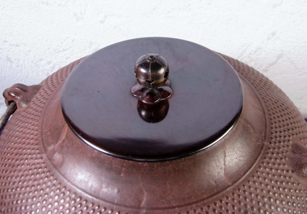 時代 天猫作 霰繰口釜 大西清右衛門極箱 幅：26cm 茶道具/26e035