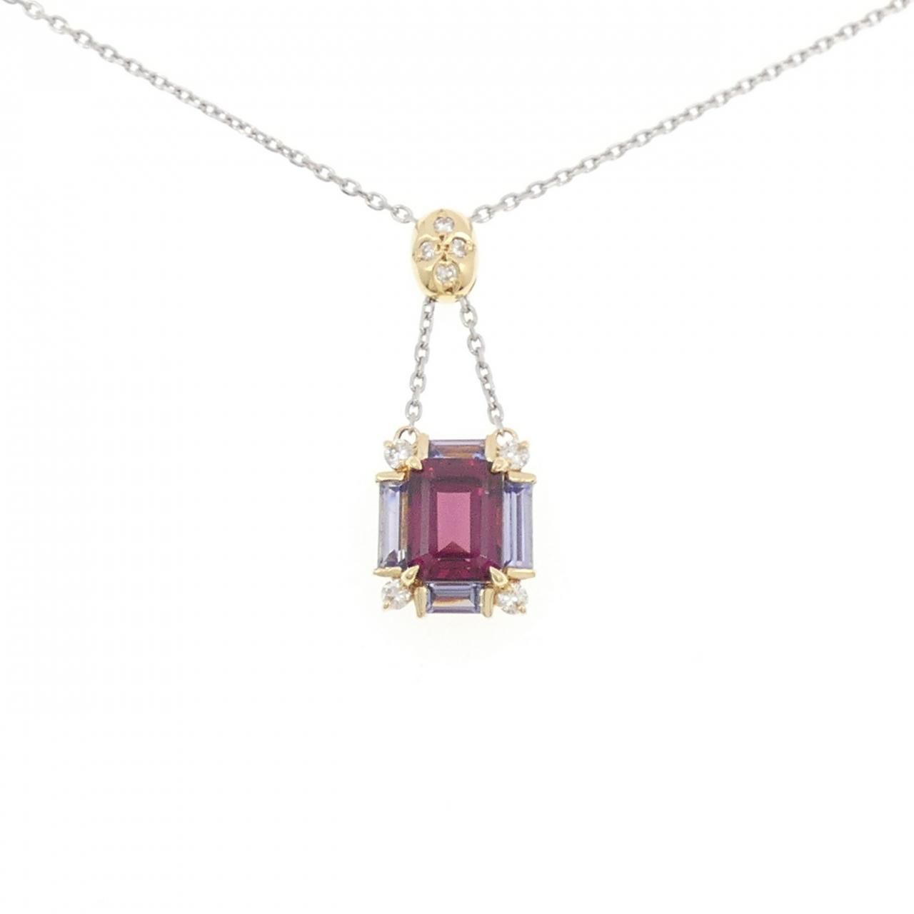 K18YG/PT850 ガーネット ネックレス 1.50CT