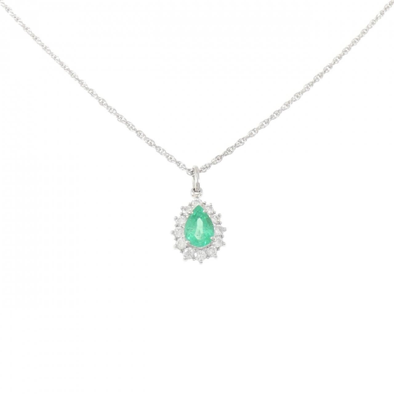 PT900/PT850 エメラルド ネックレス 0.75CT