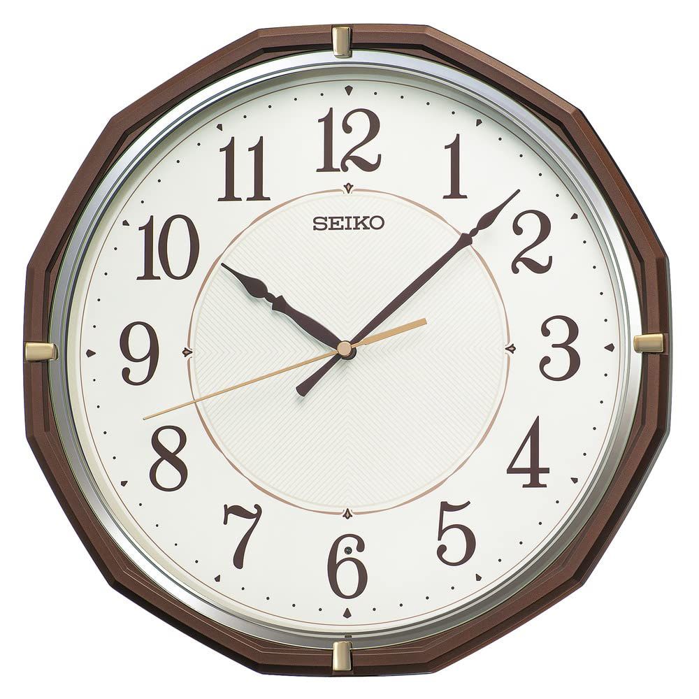 セイコークロック(Seiko Clock) 掛け時計 電波 アナログ 茶メタリック 305×305×47mm KX274B 国内発送