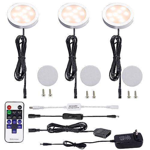 AIBOO LED キャビネット照明キット 4 パック 14 v パック ライト RF 調光可能なワイヤレス RF リモート コントロールのキッチン、クローゼット、ガンセーフ照明の下 国内発送
