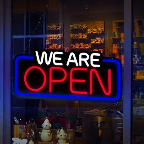 WE ARE OPEN ネオンサイン オープン LED ネオンライト 6段階 調光可能 USB充電式 壁掛け 雰囲気作り ネオン看板 インテリア 店舗装飾 お店看板 おしゃれ かわいい バー カフェ 喫茶店 居酒屋 レストラン 誕生日 クリスマス プ 国内発送