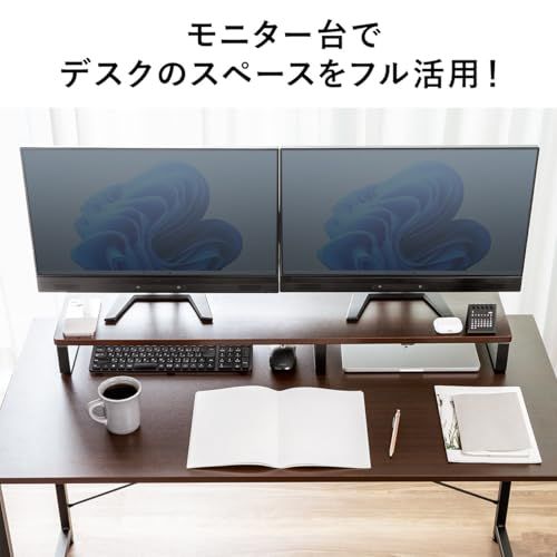 サンワダイレクト モニター台 パソコン台 幅100×奥行25×高さ9.5cm 木製 耐荷重10kg ホワイト 100-MR195Was b1cb3c56