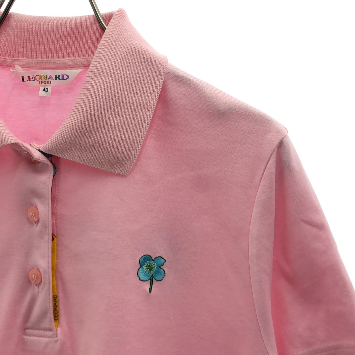 LEONARD / レオナール | コットン フラワー 刺しゅう ポロシャツ | 40