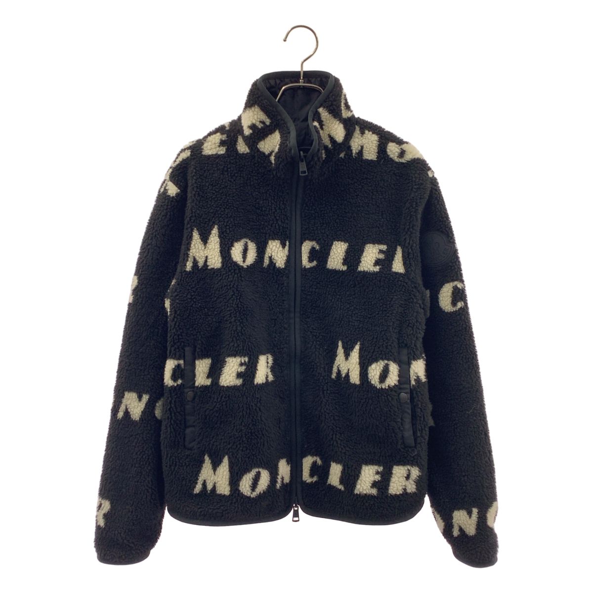 MONCLER / モンクレール | MAGLIA CARDIGAN リバーシブル ロゴ ボア ジャケット | XS | ブラック/ホワイト | メンズ