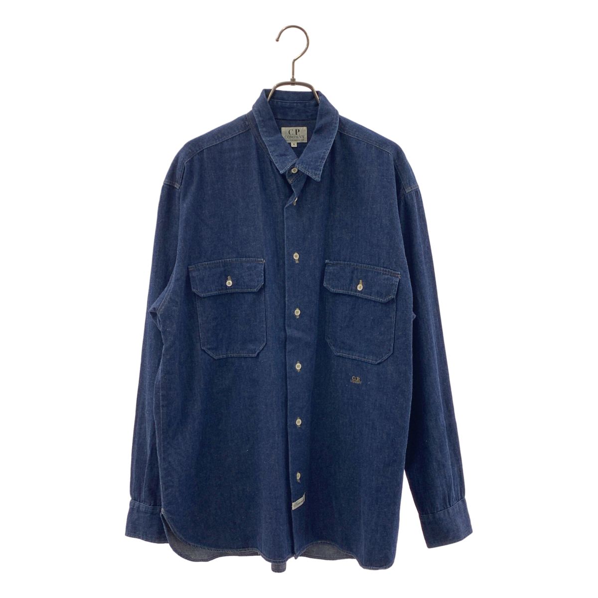 【美品】 C.P. COMPANY / シーピーカンパニー | 1990s | ヴィンテージ ロゴ刺しゅう Wポケット デニムシャツ | 4 | インディゴ | メンズ