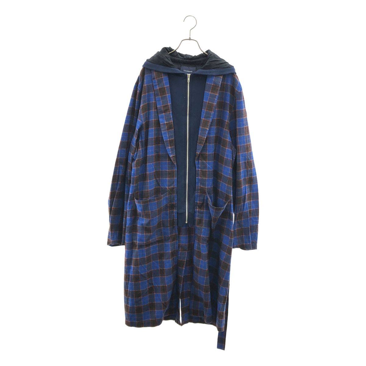 John UNDERCOVER / ジョンアンダーカバー | Hooded Layered Gown Coat フード レイヤード ガウンコート | 4 | ブルー | メンズ