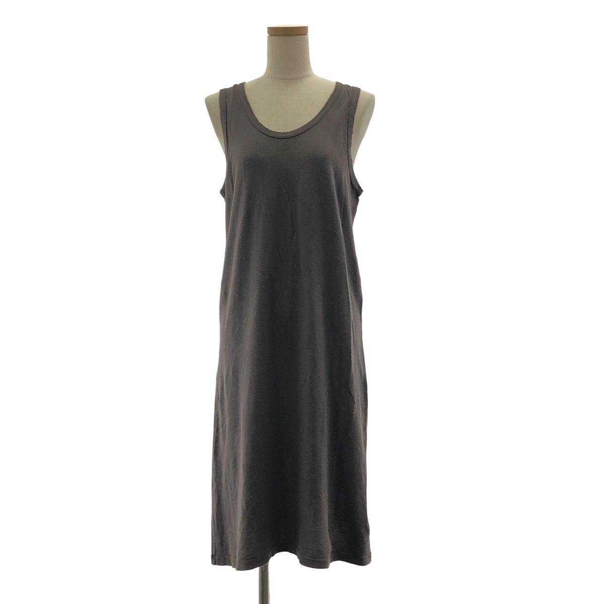 ANN DEMEULEMEESTER / アンドゥムルメステール | コットン ノースリーブ カットソー ワンピース | 38 | チャコールブラック | レディース