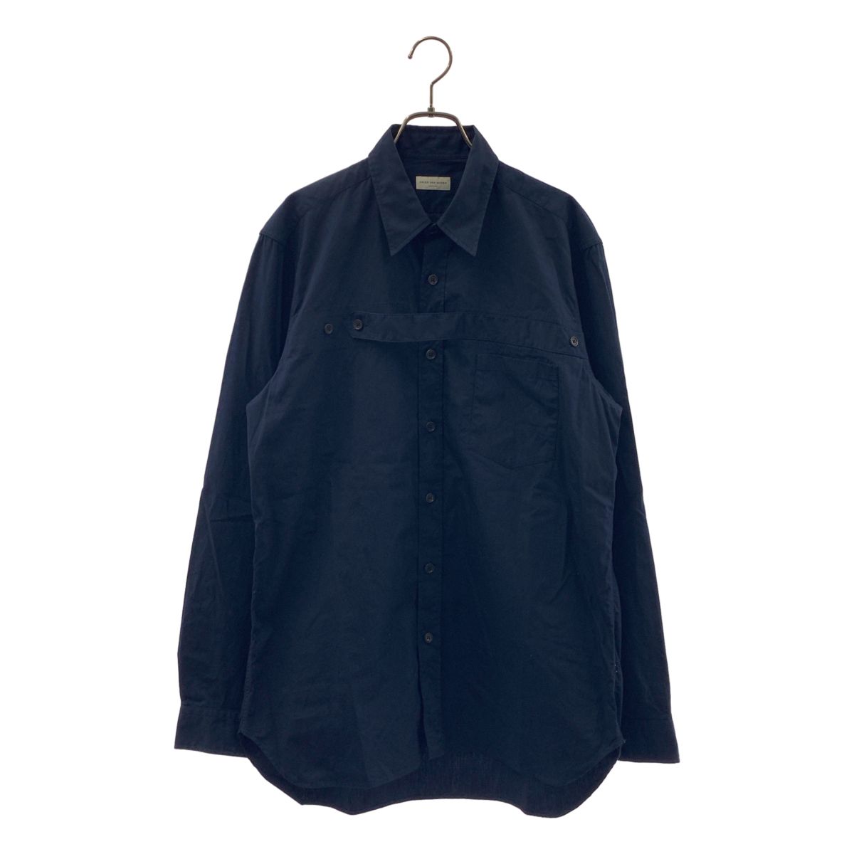 DRIES VAN NOTEN / ドリスヴァンノッテン | コットン アジャスター シャツ | 50 | ダークネイビー | メンズ