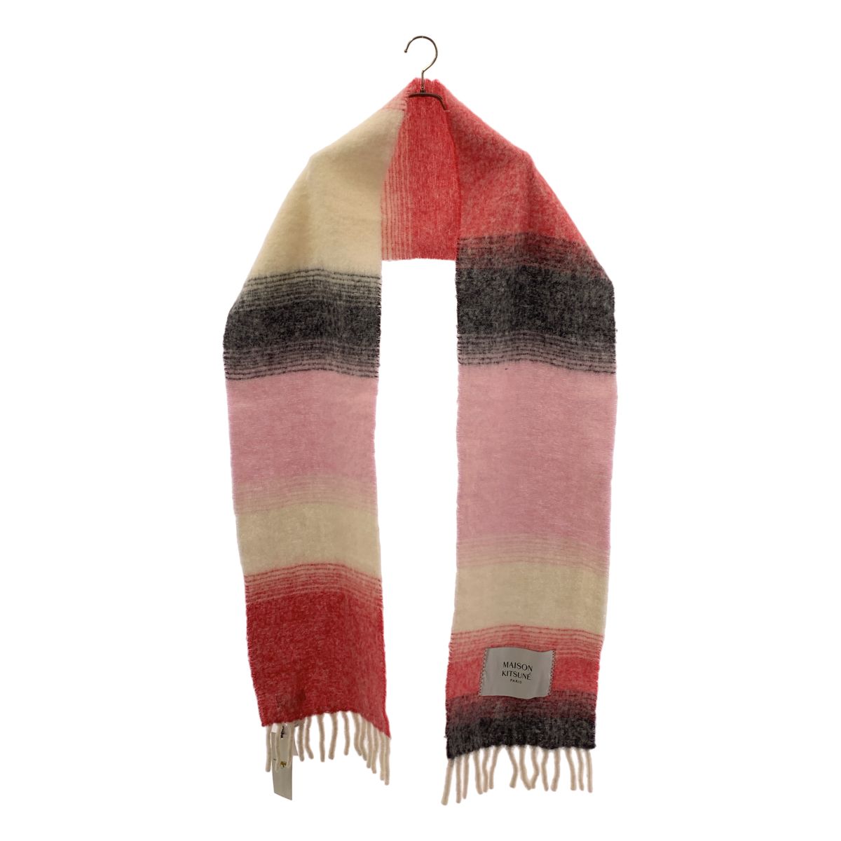【美品】 MAISON KITSUNE / メゾンキツネ | GRADIENT FRINGED SCARF マフラー | レッド/ピンク/ホワイト | レディース