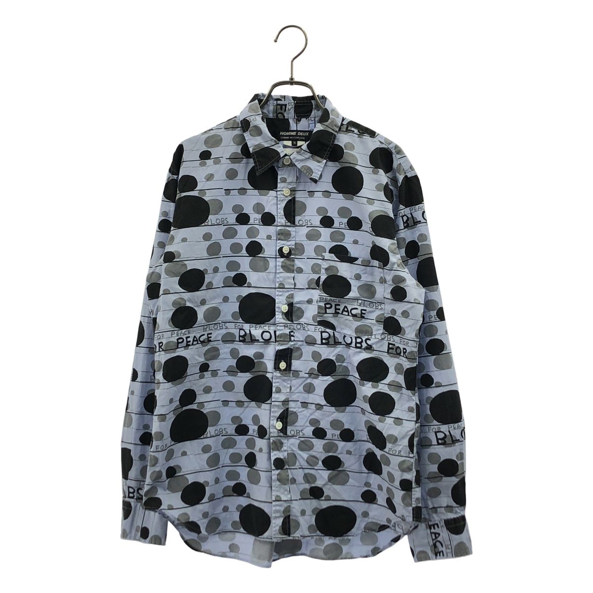 COMME des GARCONS HOMME DEUX / コムデギャルソンオムドゥ | 2021AW | David Shrigley / 総柄 シャツ | M | ブルー | メンズ