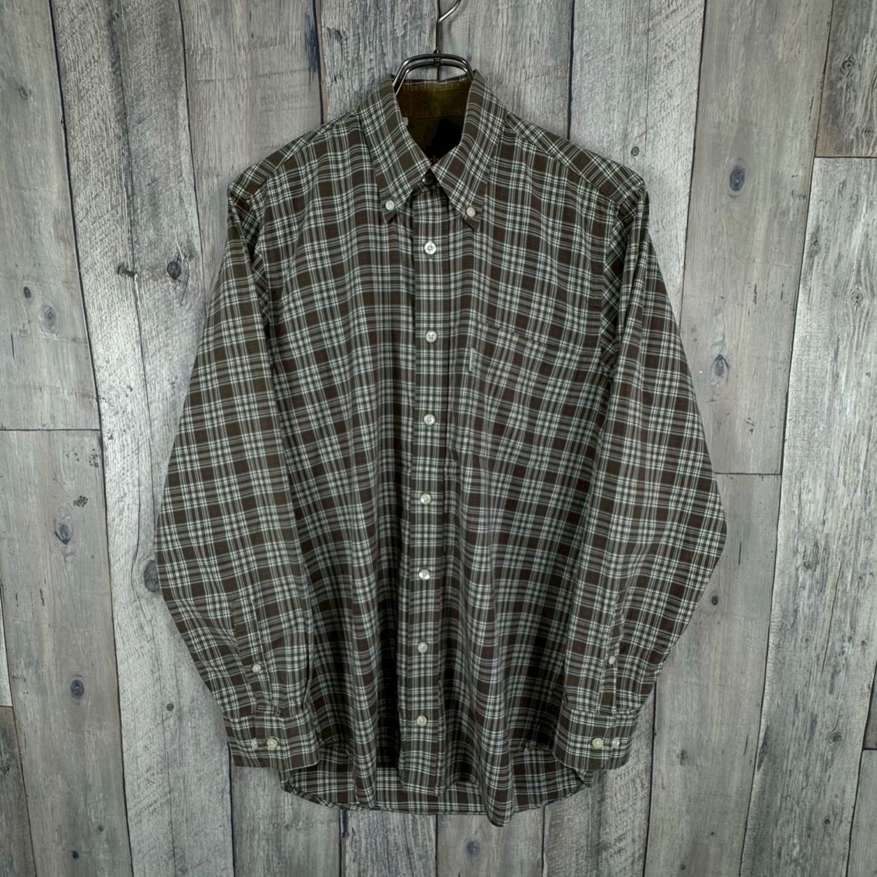 barbour BARBOUR バブアー グリーン 長袖 BD ボタンダウン チェック フランネル コットン シャツ メンズ S サイズ