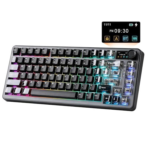 YUNZII B75 PRO MAX QMK/VIA ワイヤレスメカニカルキーボード 75%英語配列 ディスプレイとノブ付き ホットスワップ可能 ガスケット構造 潤滑済みスイッチ 3モード接続 (Bluetooth/Type-C/2.4G) d68f354a