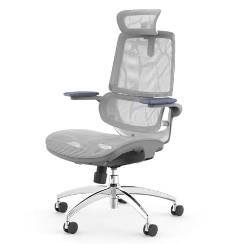 SIHOO M59AS オフィスチェア 椅子 デスクチェア 3D跳ね上げ式アームレスト 3Dヘッドレスト 自動適応ランバーサポート 約120°ロッキング M59AS (グレー)