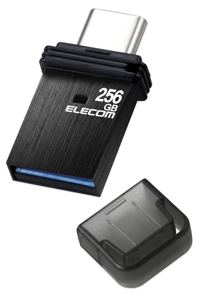 エレコム USBメモリ 256GB USB3.2(Gen1) Type-C キャップ式 ブラック MF-CAU32256GBK