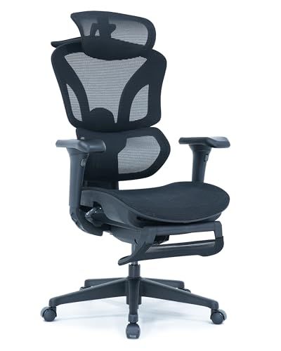 EastForce エイリアンチェアプロ 3万円台でフルスペックオフィスチェア 3Dヘッドレスト 4Dアームレスト ランバーサポート高さ調節 座面スライド ハンガー搭載 デスクチェア ブラック