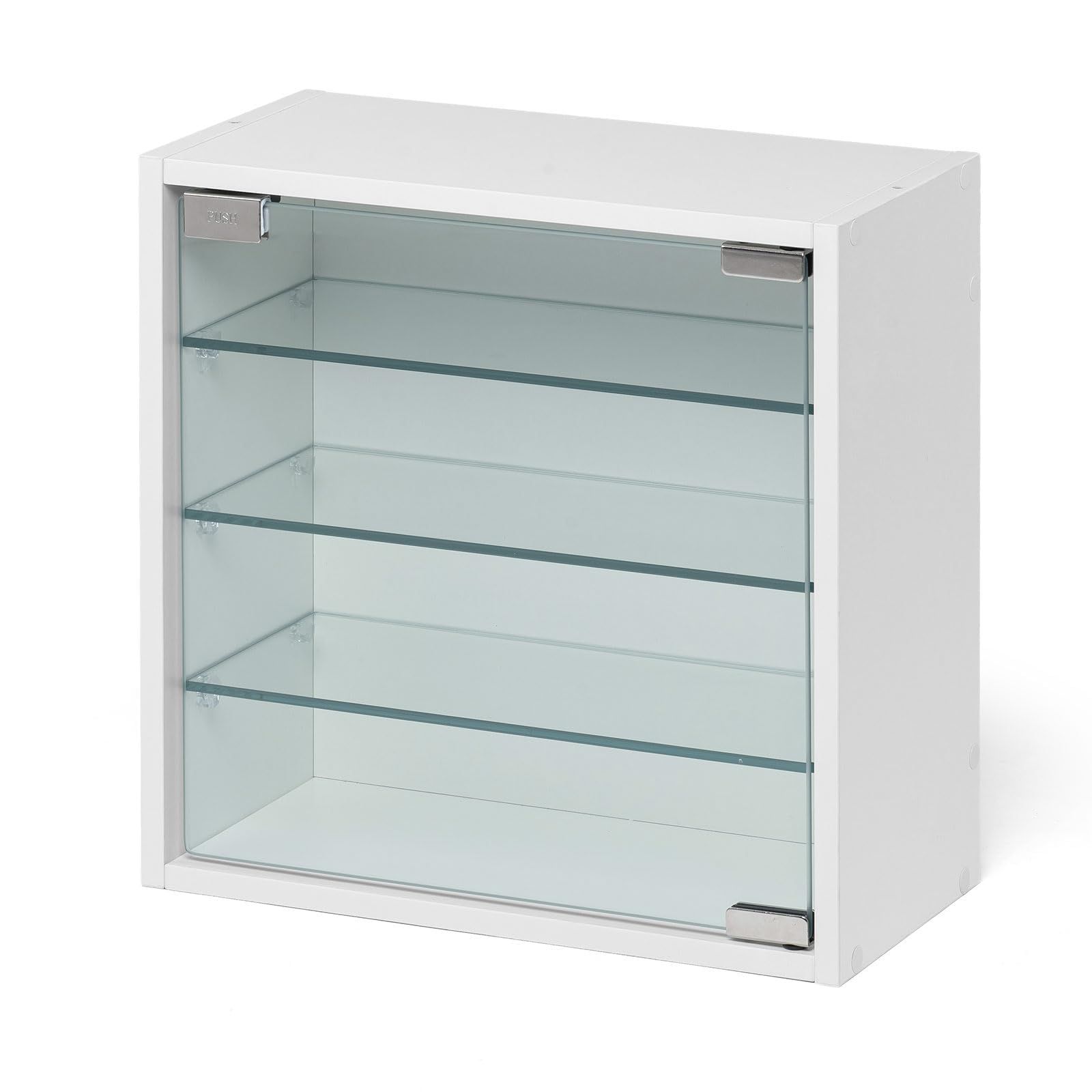 サンワダイレクト キューブボックス スリムタイプ 2段 ガラス扉付き 幅35×奥行17×高さ35cm 配線穴 コレクションケース フィギュアケース ホワイト 100-CUBEH9WAR
