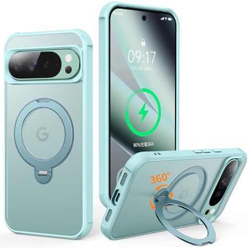 【米軍耐衝撃・360°回転スタンド】FONKCASE Google Pixel 10/10 Pro 用 ケース Magsafe対応 縦横両対応 半透明 リング マグネット搭載 黄変防止 ワイヤレス充電対応 レンズ保護 耐衝撃 耐久性 マット仕 b7b53cc1