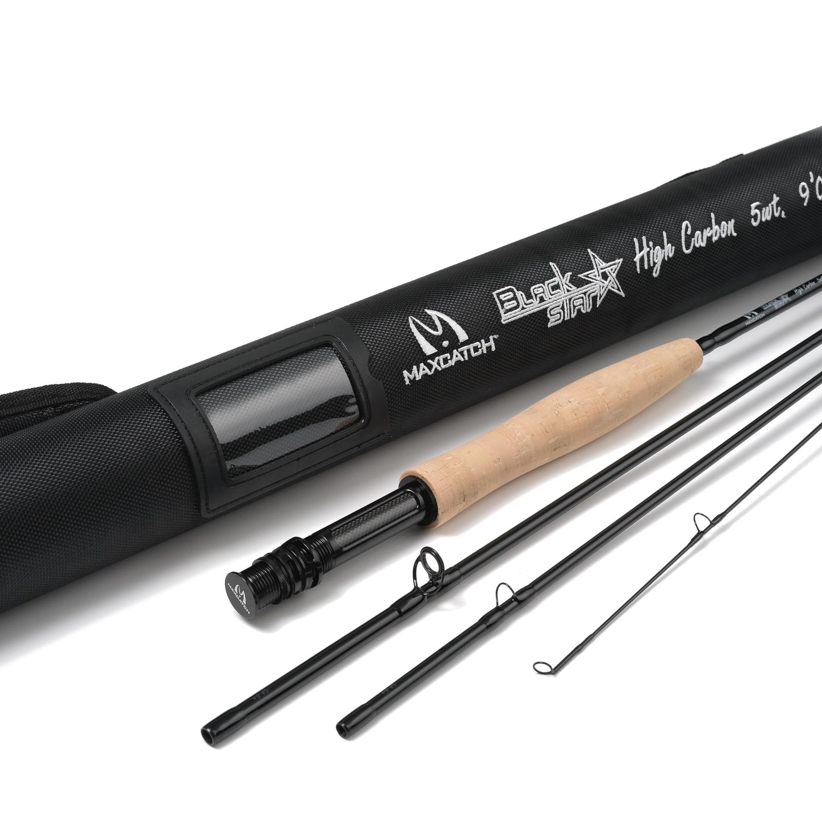 新品 M MAXIMUMCATCH Maxcatch Black Star フライフィッシングロッド：IM10炭素繊維、4ピース フライロッド (9’4 wt)