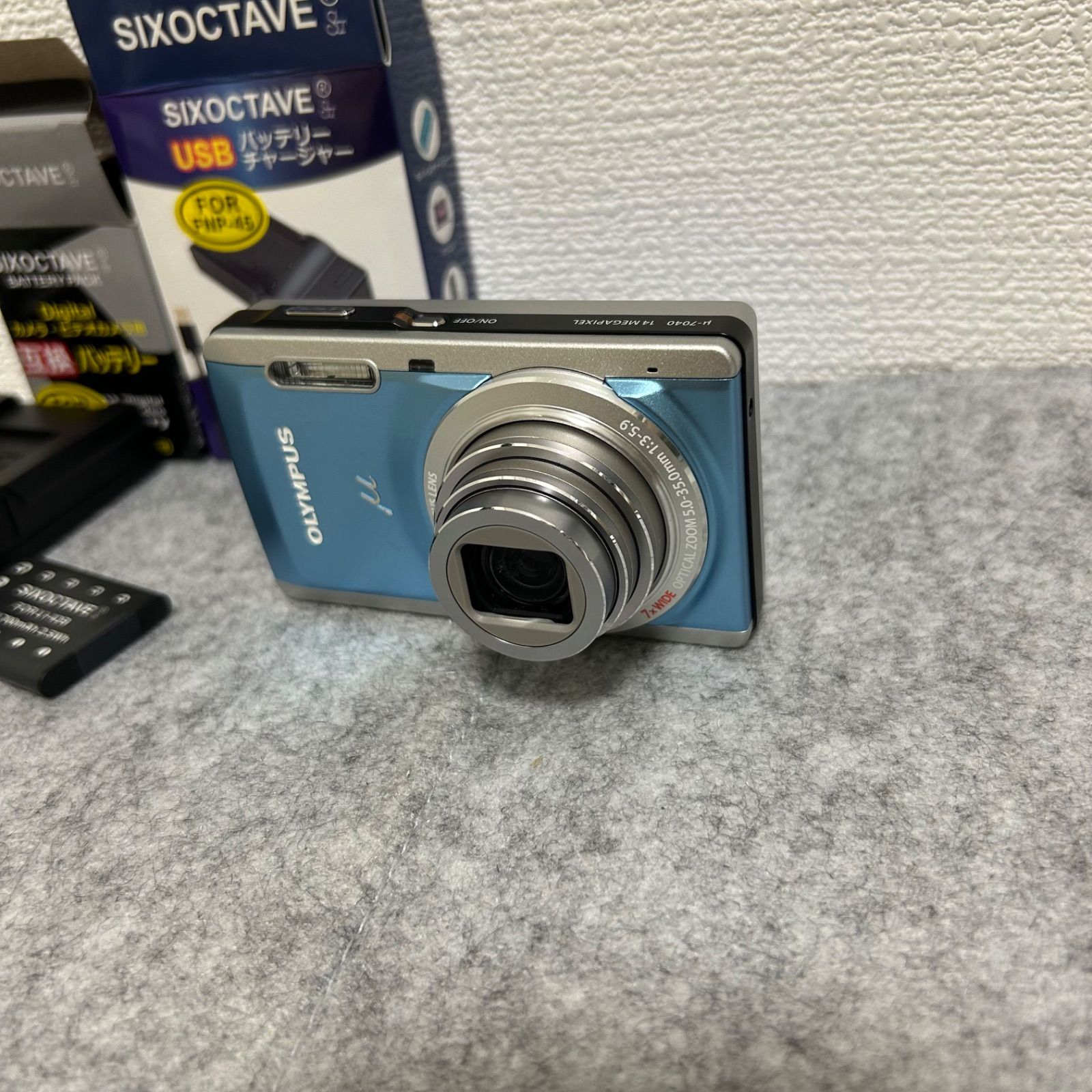 予備バッテリー付き】OLYMPUS μ-7040 ライトブルー コンパクトデジタル