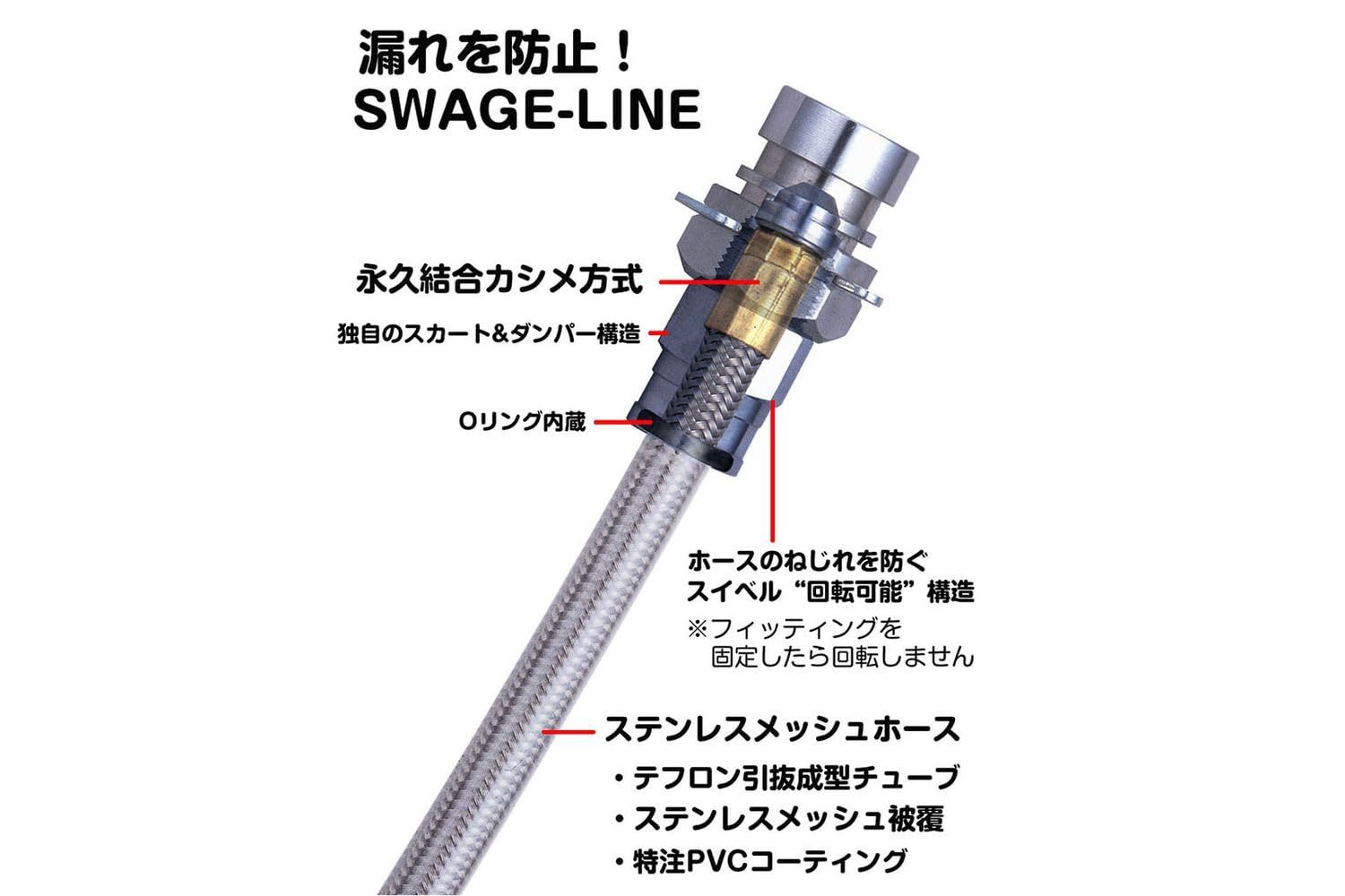 新品 SWAGE-LINEブレーキホースキット/クリアホース/ステンレス製フィッティング仕様 クリアコート ZC6 BRZ R/RAグレード SW4821N